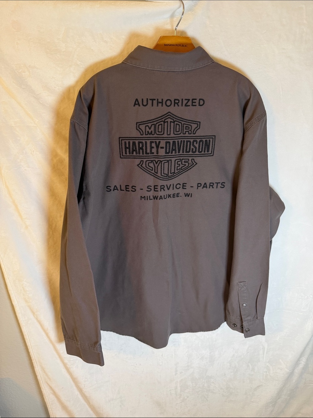 Harley-Davidson Brown Snap-Front Lightweight Shirt Jacket - Picture 4 of 7